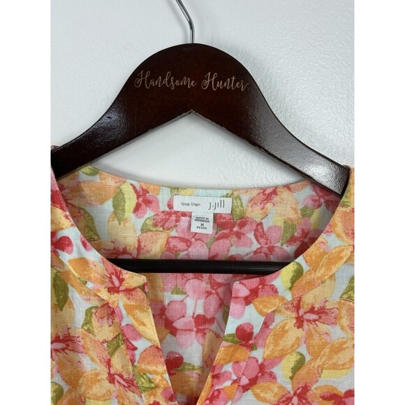 J Jill Love Linen Floral Sleeveless Natural Organic Tank Dress MP Petite 1103R4 - Picture 10 of 12